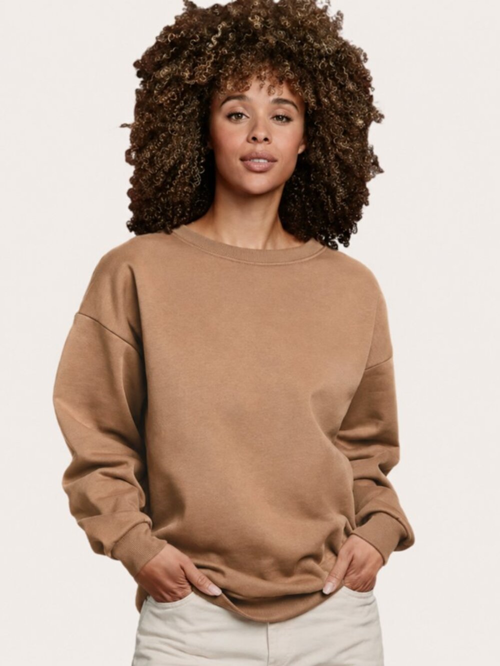 NUUDS Oversized Fleece Crewneck Sweatshirt Brown Small